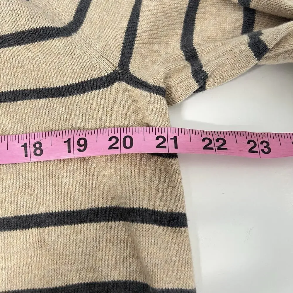 Banana Republic Large Silk Cotton Cashmere Blend Sweater Crew Neck Striped Beige